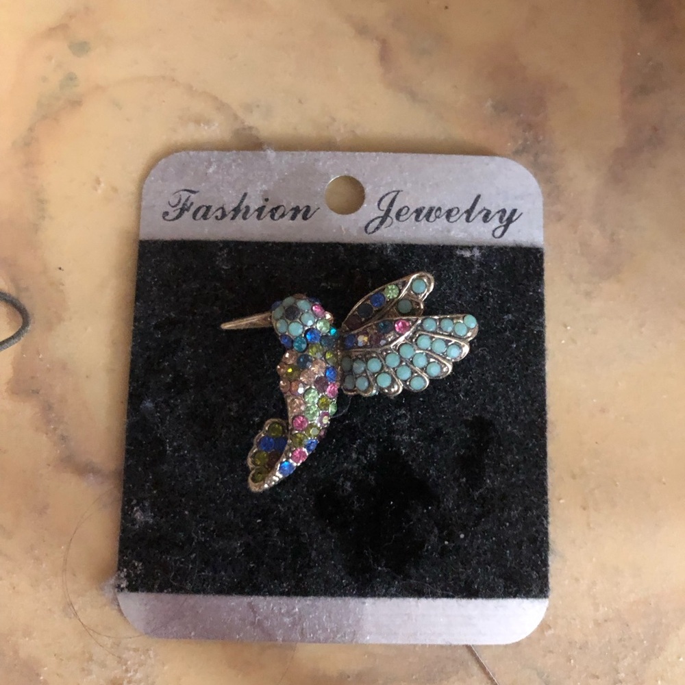 Multicolor Hummingbird Brooch